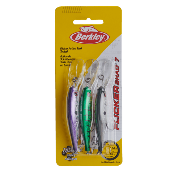 Berkley Flicker Shad Fishing Lure 3 Pack, Assorted Colors