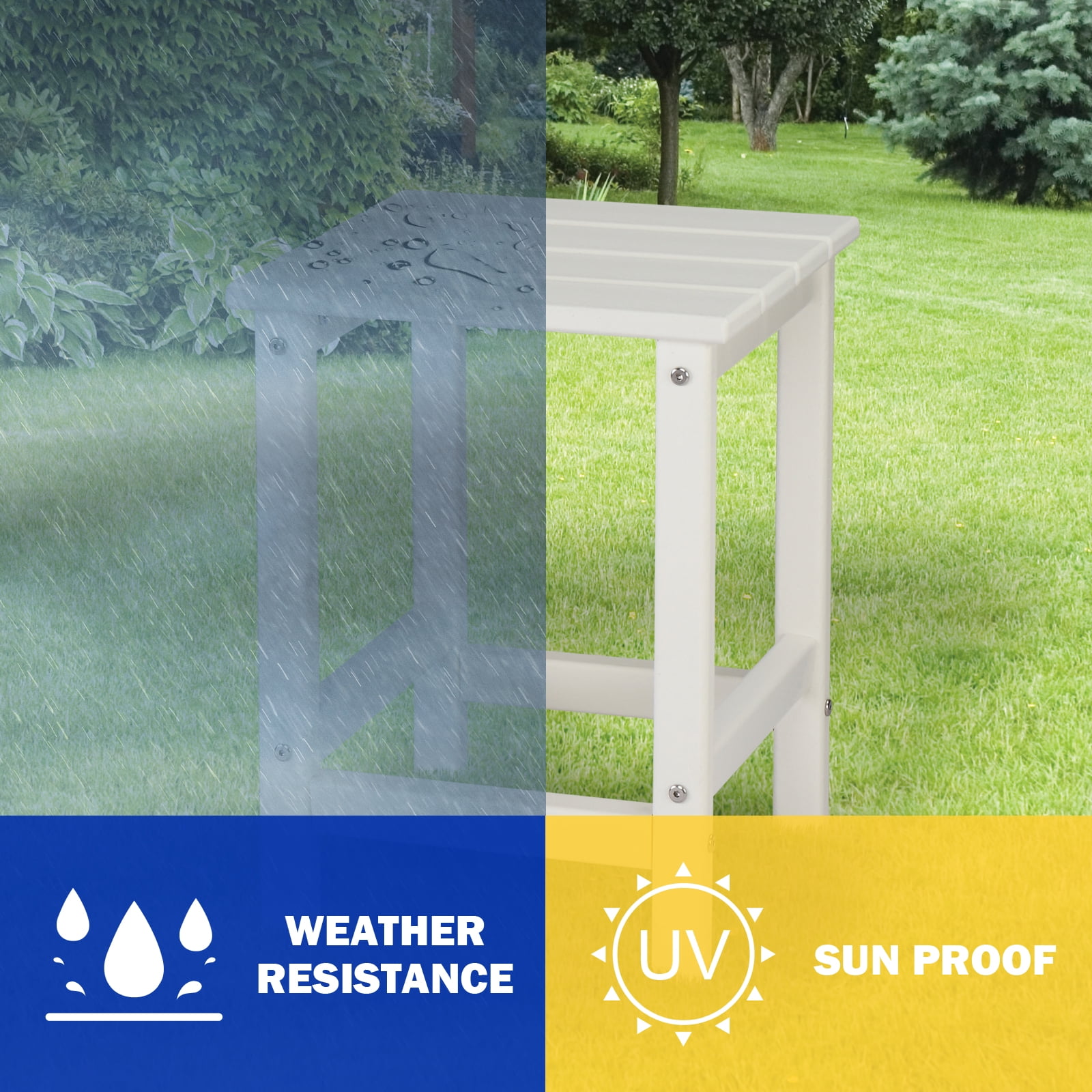 Ktaxon 14“ Outdoor Side Table, Square Adirondack Outdoor End Side Table, Weather Resistant End Table  for Living Room, Bedroom, White