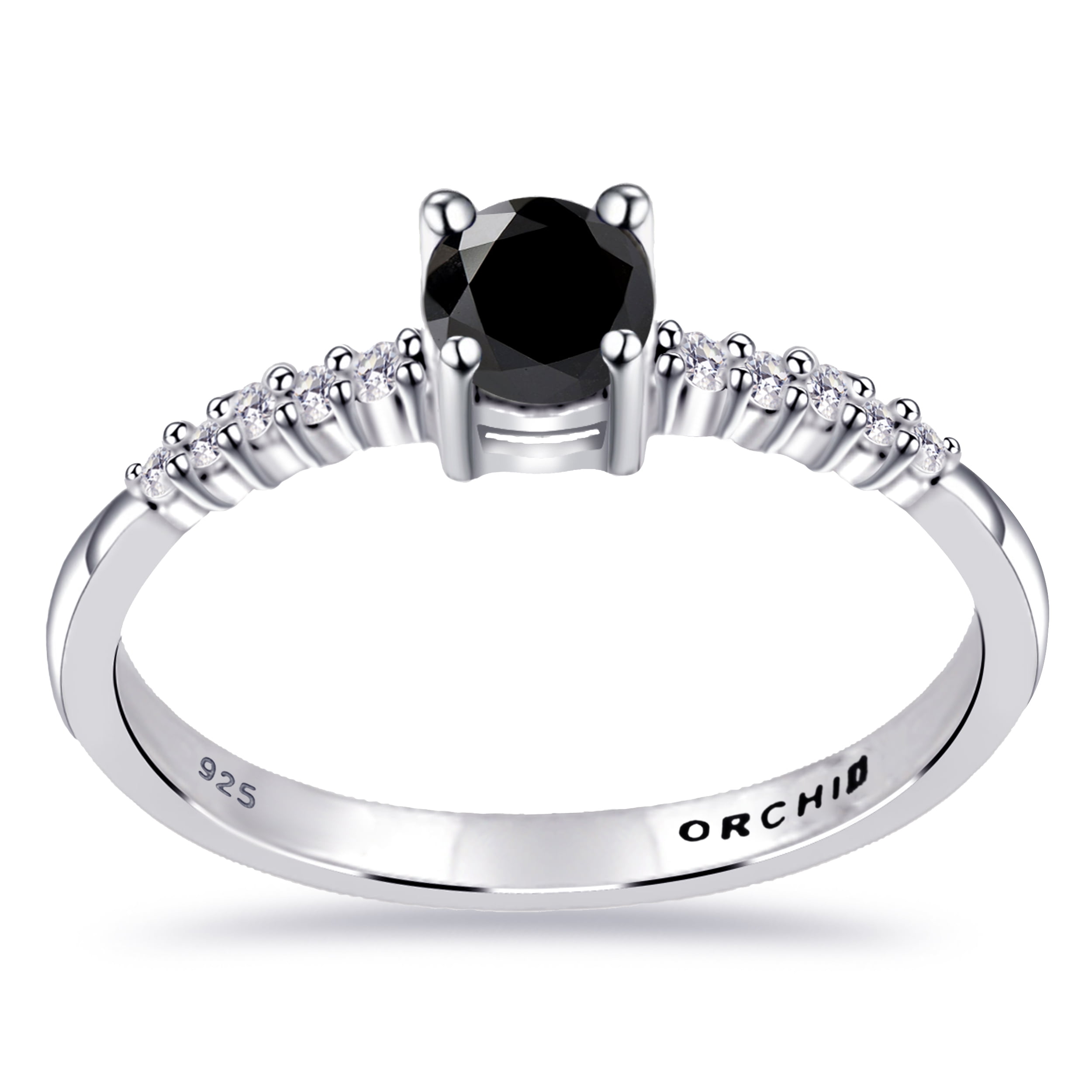 Anniversary gift 4.00 Carat Solitaire Black Diamond Rhodium Ring 925 Sterling Silver Certified Birthday gift