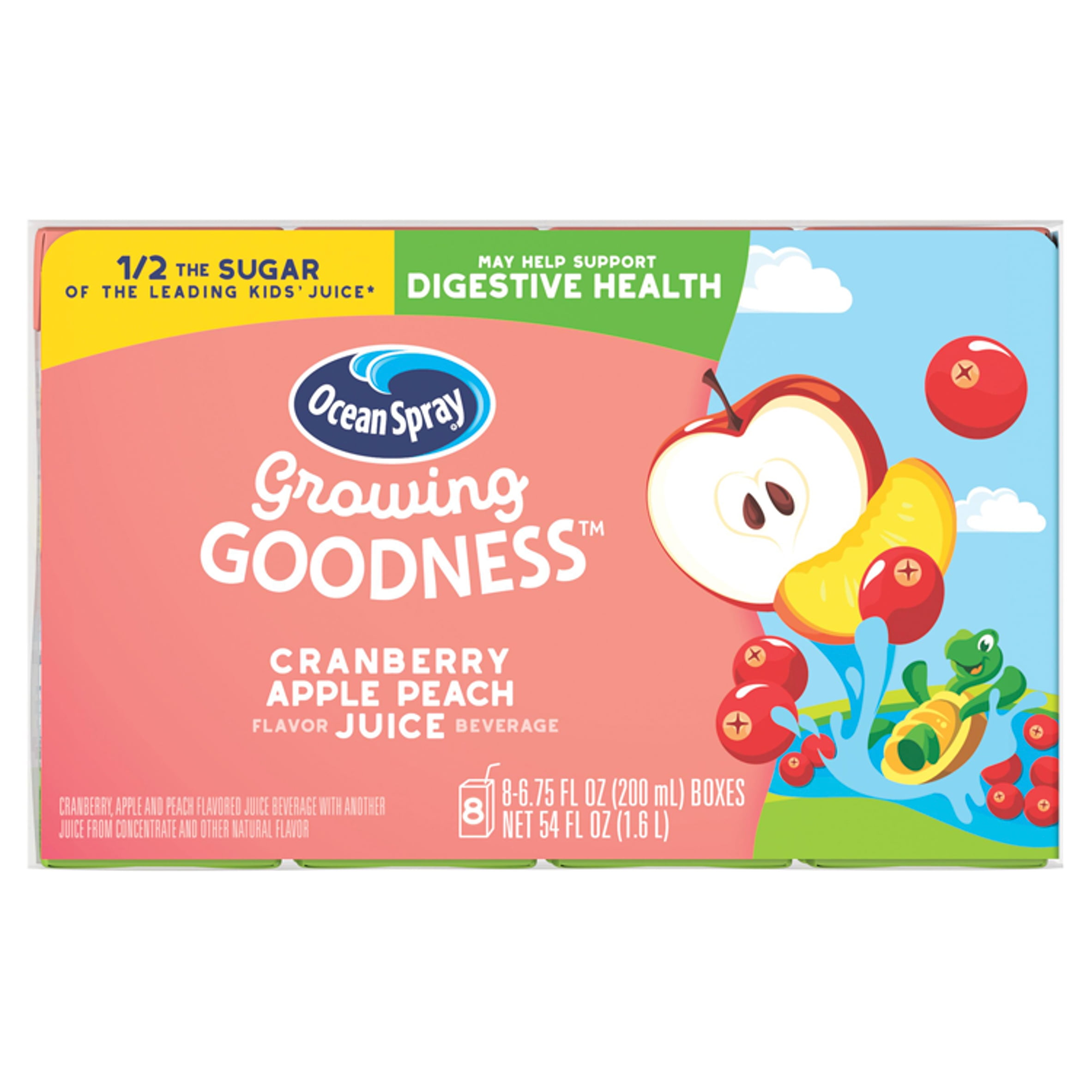 Ocean Spray Growing Goodness Cranberry Apple Peach Juice Box, 6.75 Fl