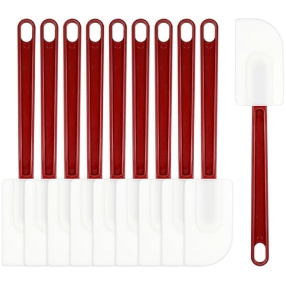 10 Pcs 10 Inch Flexible Rubber Spatulas, Silicone Spatula Set, Commercial Grade Silicone Spatulas Heat Resistant, Non Stick Soft Rubber Scraper for Kitchen Cooking Mixing Frying Spreading Baking