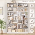 thumbnail image 6 of Hiphuta 84" Tall Double Wide 7-Tier Bookcase with 14 Cubes, Large Open Bookcase for Home Office and Living Room, Freestanding Display Book Shelves, White, 6 of 10
