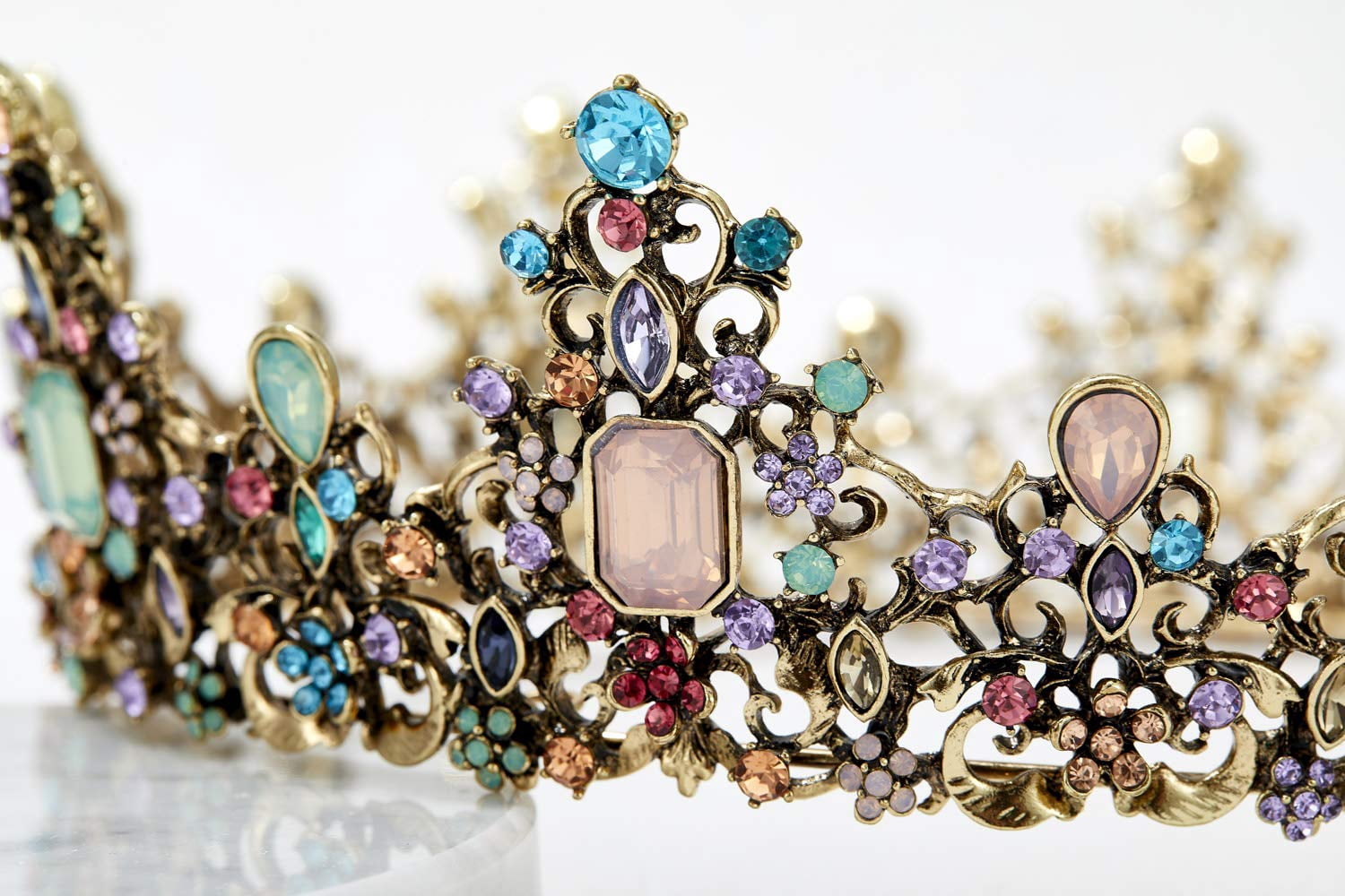 Jeweled Baroque Queen Crown Rhinestone Wedding Bridal Crowns and Tiaras Vintage Vofler Vintage Queen Baroque Tiara | Crystal Rhinestone  main image 4