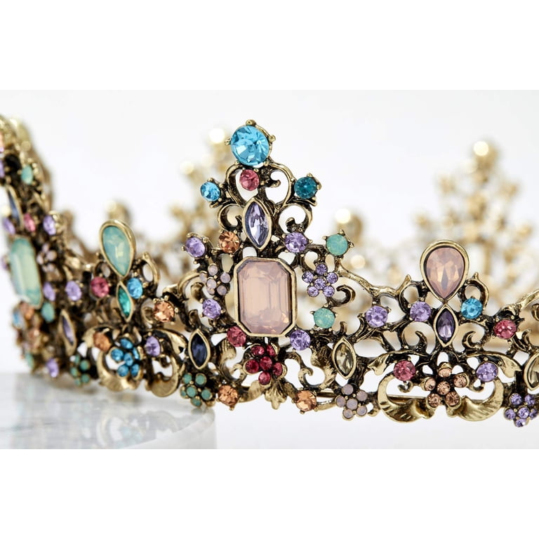 Jeweled Baroque Queen Crown - Rhinestone Wedding Crowns and Tiaras for Women Amazon.com: SWEETV Jeweled Baroque Queen Crown - Rhinestone  main image 3