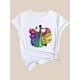 thumbnail image 2 of Camiseta con estampado de mariposas de la Reina Bailarina, manga corta, cuello redondo, informal, para verano y primavera, ropa de mujer, camiseta deportiva de ocio., 2 of 7