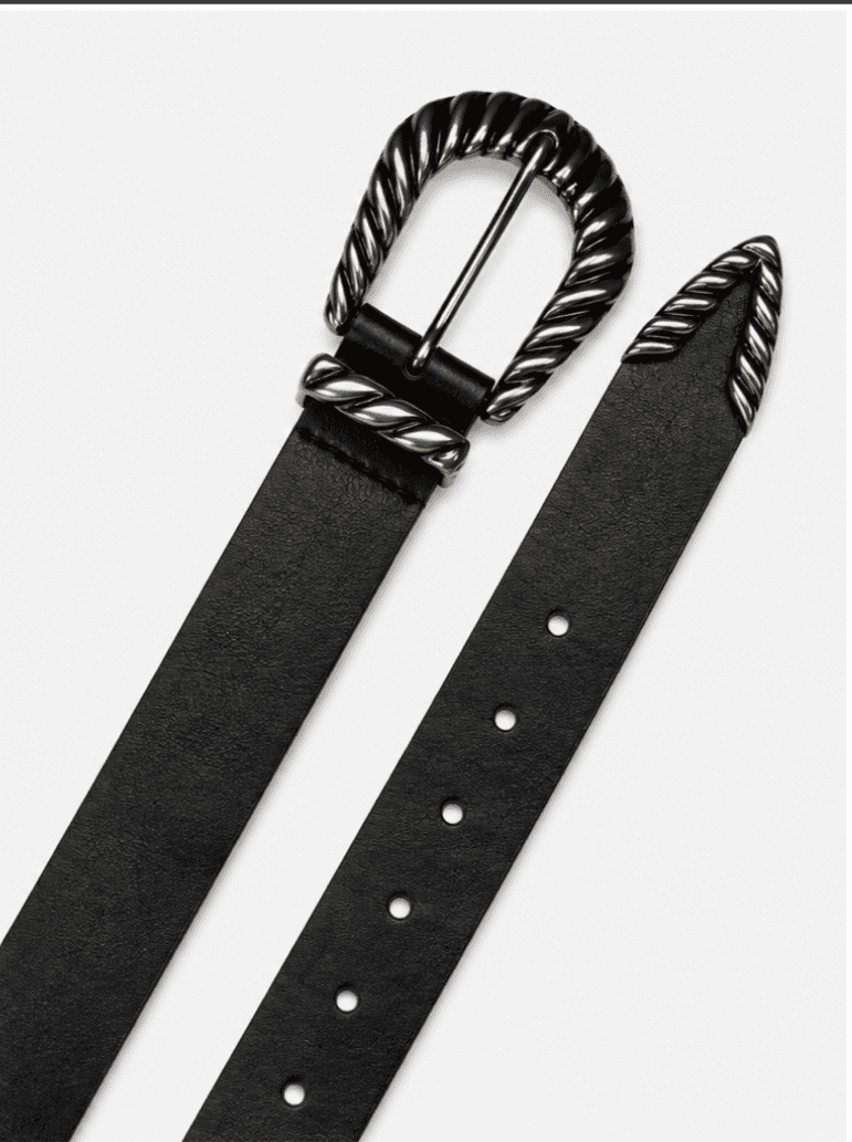 Scenario Women's Belt with Textured Buckle, Black, Sizes S-3XL