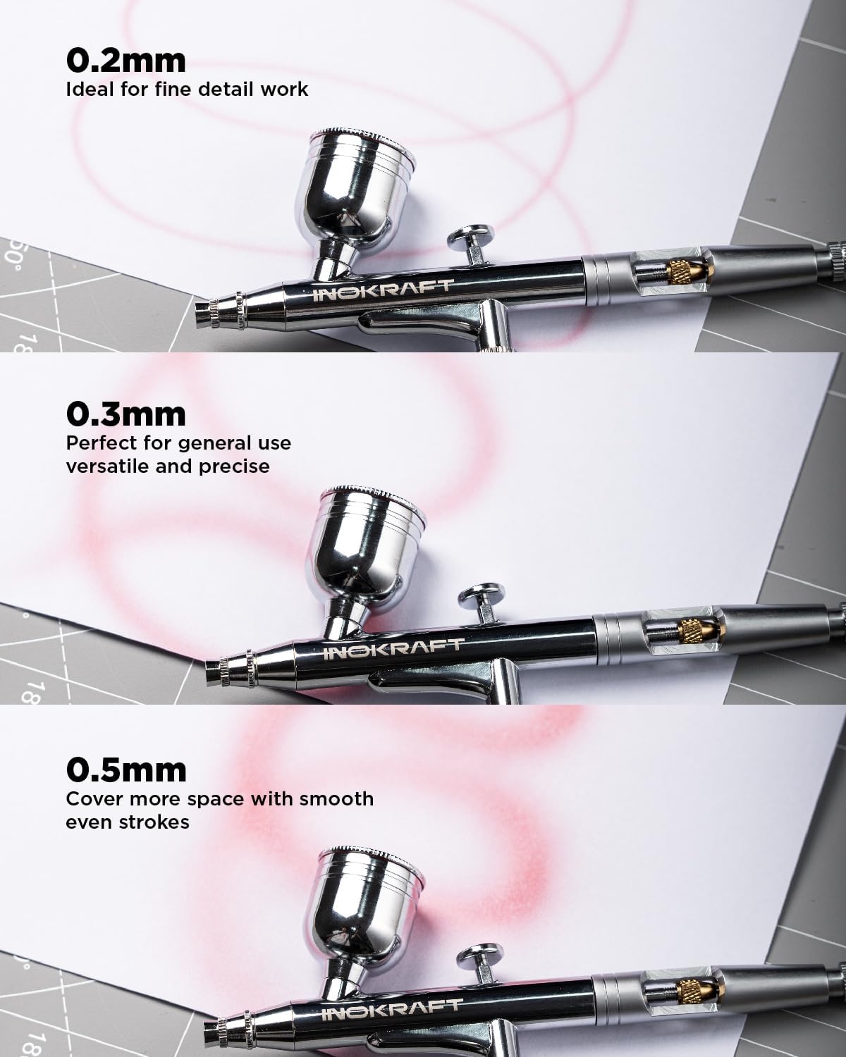 InoKraft Dual-Action Gravity Feed Airbrush Sets