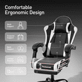 thumbnail image 3 of MoNiBloom Ergonomic Gaming Chair with Footrest, Adjustable Headrest and Lumbar Support for Office and Gaming, High-Back Racing Style Computer Desk Chair, White (Wide Seat), 3 of 9