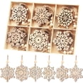 thumbnail image 1 of Adornos colgantes navideños de madera con forma de copos de nieve, 24 piezas, MFLUEEWR, 1 of 7
