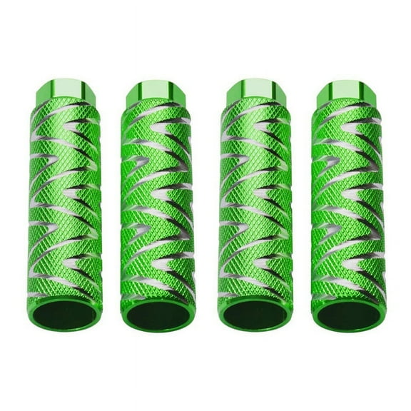 Growment Anti-Slip Aluminum Alloy Bicycle Knurled Pegs, Green (4 Pieces)