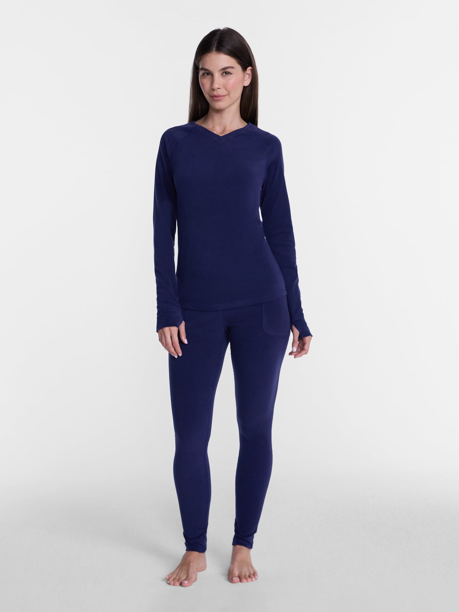 ClimateRight by Cuddl Duds Women’s Warmest Therma Suede Long Sleeve V Neck Thermal Base Layer Top, Sizes XS to 4X