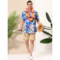 thumbnail image 3 of Lars Amadeus Camisas florales para hombre de manga corta con botones y flores hawaianas para la playa Azul L Unique Bargains Camisas, 3 of 6