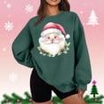 thumbnail image 2 of Lopecy-Sta Graphic Sweatshirts for Women Christmas Gift for Women Santa Claus Graphic Crewneck Oversized Fleece Sweater Xmas Holiday Top, 2 of 5