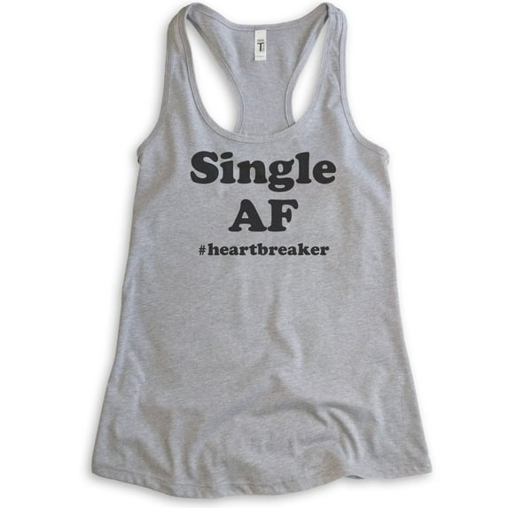 Single AF #Heartbreaker Tank Top, Ladies Racerback Tank Top, Single Tank, Breakup Tank, Divorce Tank, Heather Gray, X-Large