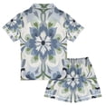 thumbnail image 2 of FORMRS Kids Short Sleeve Top and Pants Pajama Set Unisex Satin 2-Piece Sleepwear, Sizes 9-10Y, Green Floral, 2 of 8