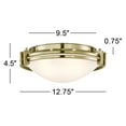 thumbnail image 5 of Possini Euro Design Deco Modern Ceiling Light Flush Mount Fixture 12 3/4" Wide Warm Brass 2-Light Satin White Glass for Bedroom Kitchen Living Room, 5 of 5