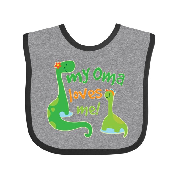 Inktastic My Oma Loves Me Dinosaur Boys Baby Bib