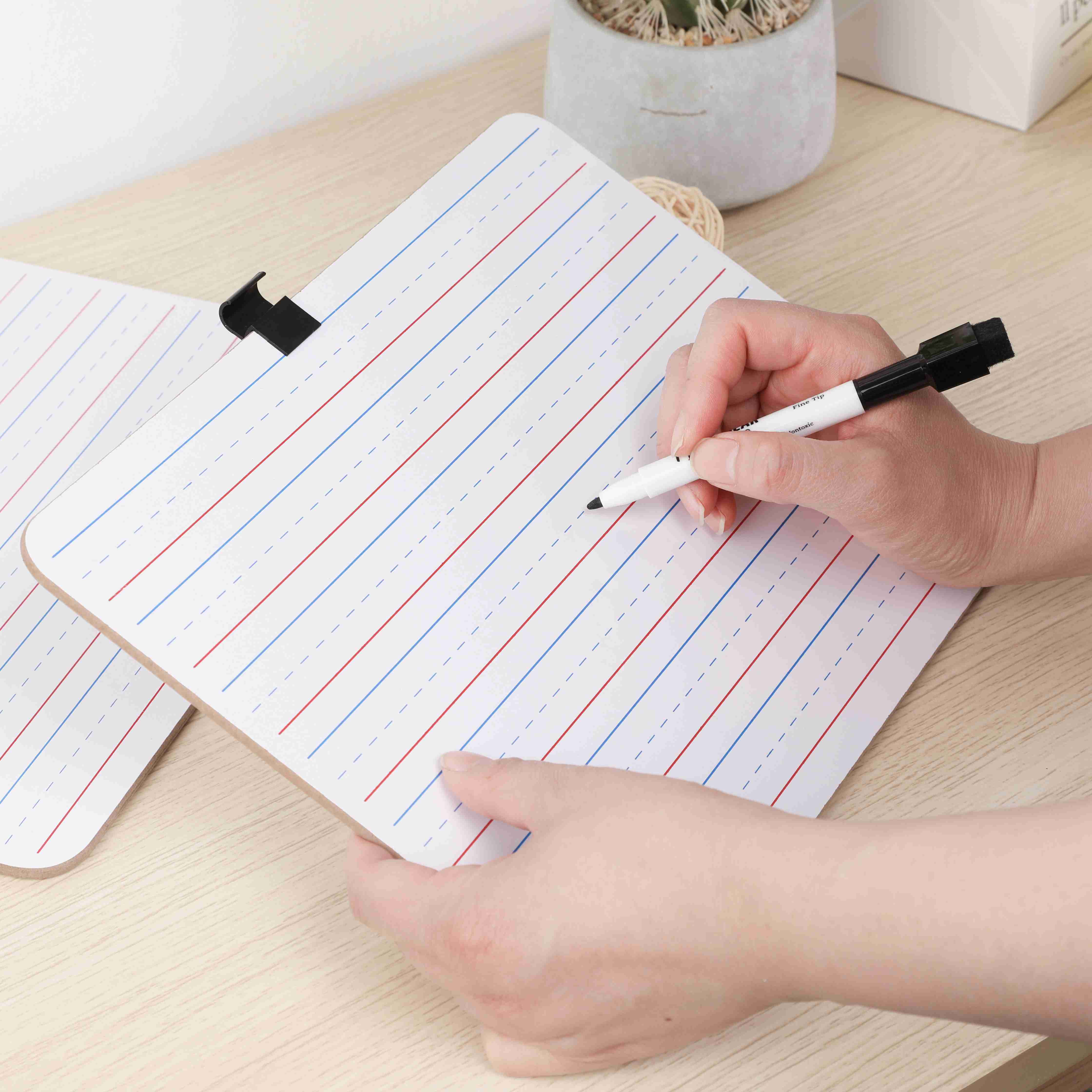 Pen + Gear MDF Dry Erase Double-Sided 9" x 12" x 0.1" Whiteboards - Lined & White, 6 Pack Set