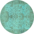 thumbnail image 1 of Ahgly Company Indoor Round Oriental Light Blue Traditional Area Rugs, 8' Round, 1 of 4