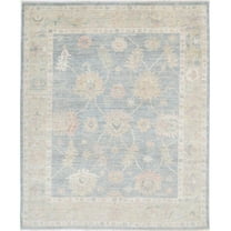 Hand Knotted Oushak Wool Rug - 6'7'' x 8'1''