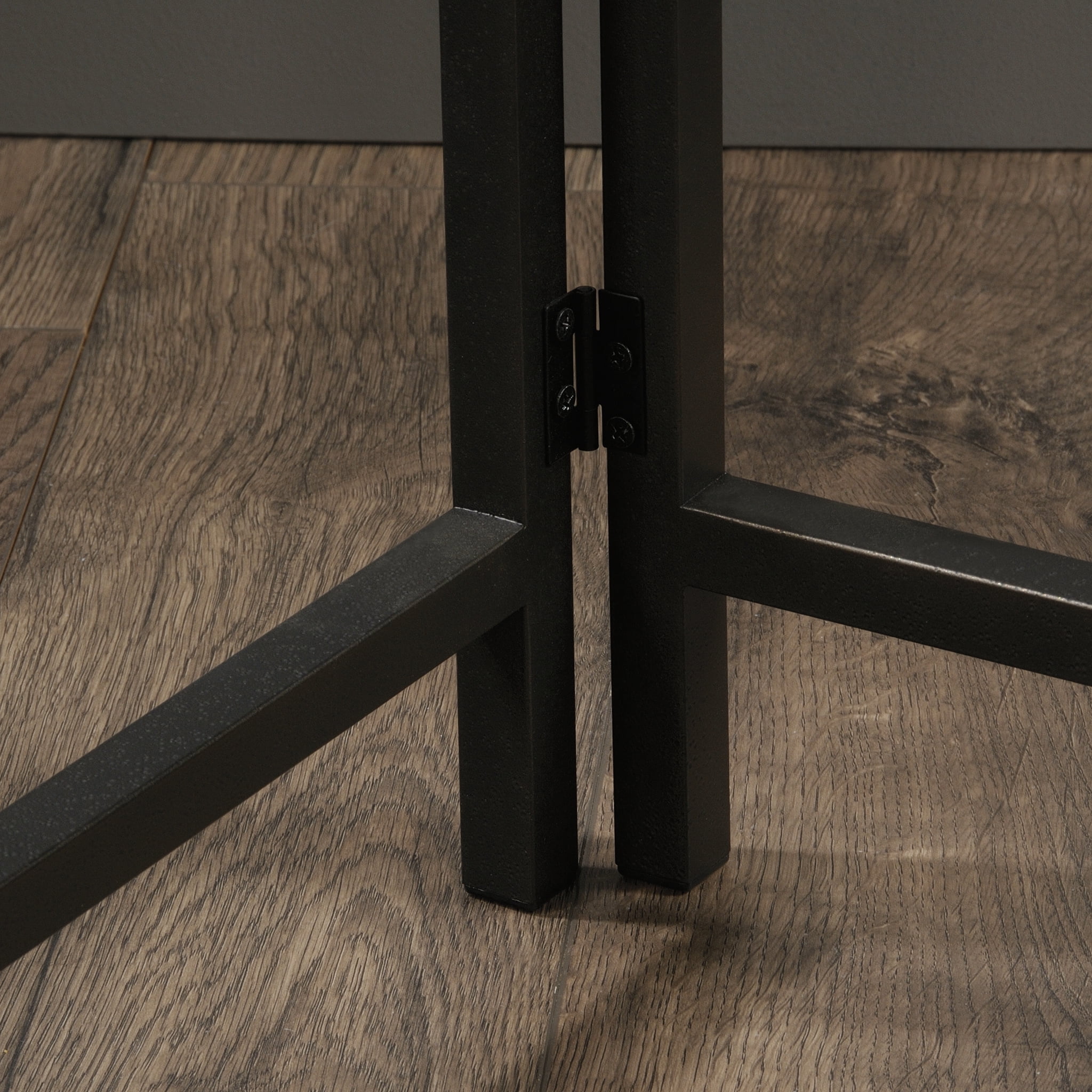 Curiod Open Shelf Wood and Metal L-Shaped Desk, Smoked Oak Finish - 3