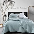 thumbnail image 2 of Quilt Set Twin Size Aqua Blue, Classic Geometric Spots Stitched Pattern, Stone-Washed Microfiber Chic Rustic Look, Ultra Soft Lightweight Quilted Bedspread for All Season, 2 Pieces, 2 of 8