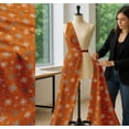 thumbnail image 5 of Soimoi Orange Cotton Poplin Fabric Snow Flakes & Star Print Fabric by the Yard 42 Inch Wide, 5 of 7