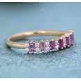 thumbnail image 2 of Amethyst wedding band women unique Half Eternity wedding band diamond stacking wedding band Bridal anniversary gift, 2 of 2