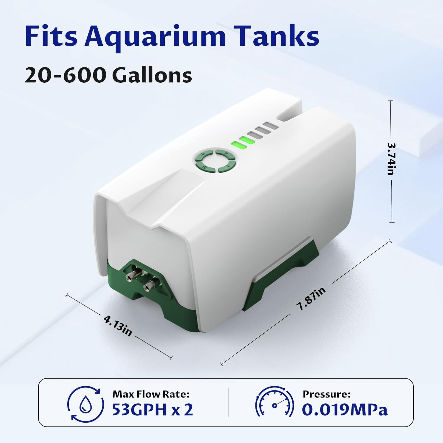 Silent Dual Operating Mode Rechargeable Aerator for Fish, Large Capacity Aquarium Air Pump with Universal Clip for Most Bait Buckets