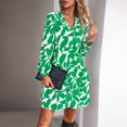 thumbnail image 4 of Vestido Vestido elegante estampado con volantes para mujer, vestido corto plisado, traje diario de estilo informal Kuymtek Verde T L para Mujer, 4 of 7