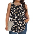 thumbnail image 2 of Gamivast Womens Tank Tops Plus Size Floral Graphic Loose Fit Round Neck Casual Tees Holiday Sleeveless Tunic Blouses Dressy Casual Going Out Outfits, 2 of 7