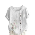 thumbnail image 1 of Camisetas de Manga Corta para las Mujeres Impreso Botón de Manga Corta Camiseta Blusa Poliéster, Ropa Casual Mirar Superior para las Mujeres, 1 of 4
