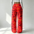 thumbnail image 6 of IYYVV Flannel Halloween Pajama Pants for Women Pumpkin Ghost Print Pjs Pants Fall Winter Soft Loungewear Bottoms Deep Red 2XLL, 6 of 6