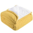 thumbnail image 2 of Ntbay Cotton Cable Knit Sherpa Throw Blanket for Couch, Soft Warm Fleece Knitted Throw for Bed, Sofa, Chair - Extra Cozy, Machine Washable, Comfortable Home Decor, 51"x67", Yellow, 2 of 5