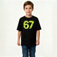 thumbnail image 2 of Boys Graphic T-Shirt Distressed 67 Meme Grunge Streetwear Neon Green Kids Tees 100% Cotton Short Sleeve Tops Ages 4-13Y, 2 of 4