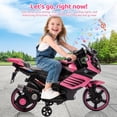 thumbnail image 5 of Trilenars 6V Motorcycle, Electric Ride On Car Toy with Training Wheels, Working Headlight, Horn & Music, Battery PoweRed Ride On Motorcycle Toy for Ages 3-6,Light Pink, 5 of 9