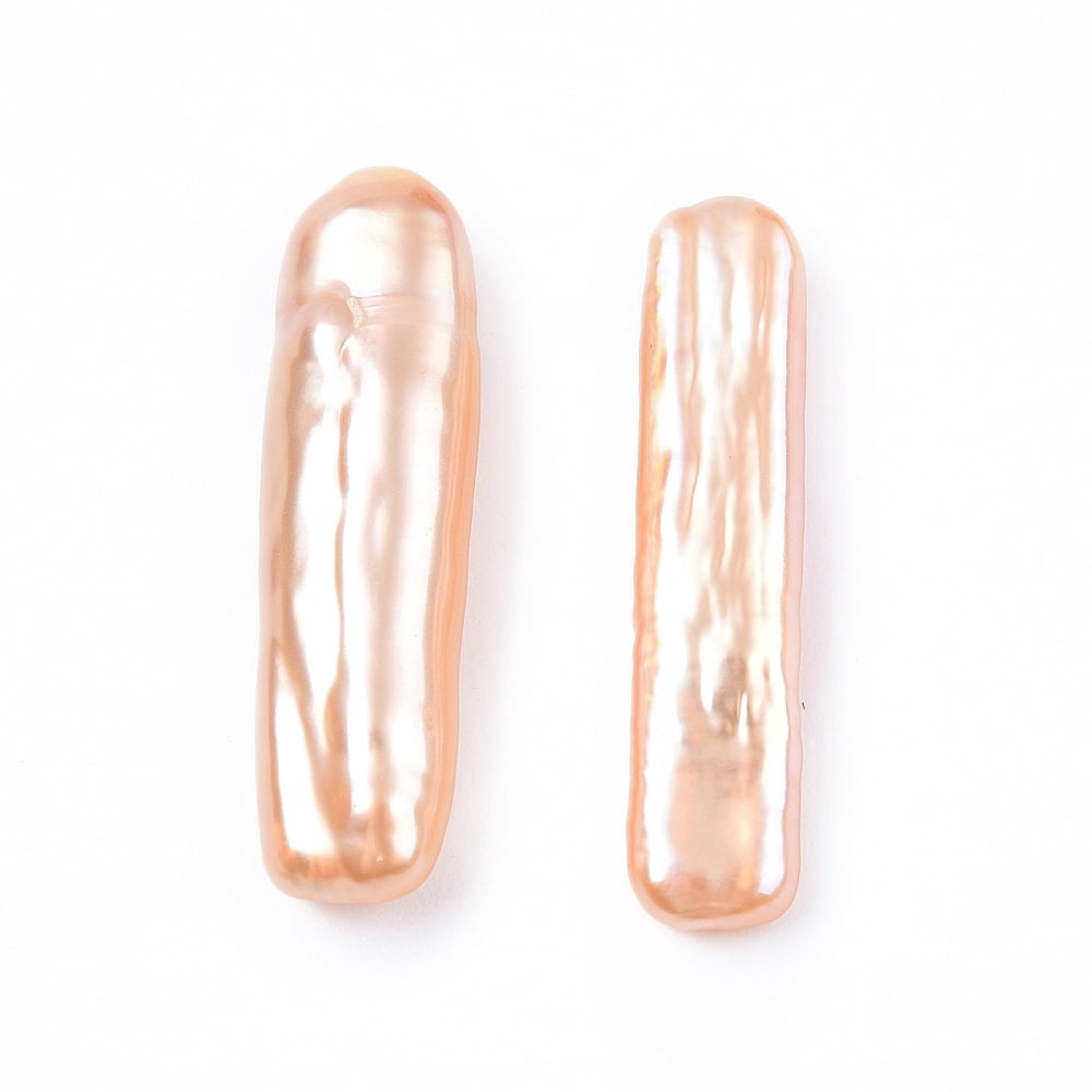 5pcs Natural Baroque Keshi Pearl Beads Freshwater Pearl Beads No Hole Rectangle Bisque 23~24x5~7x3.5~5mm