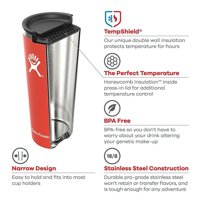 Hydro Flask All Around Stainless Steel Tumbler with Lid and Double-Wall  Vacuum Insulation