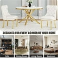 thumbnail image 2 of Velvet Dining Chairs Set of 2, Upholstered Tufted Dining Chairs with Stainless Steel Legs & Pull Ring for Dining Room, Living Room(Gold White), 2 of 6
