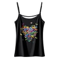 thumbnail image 4 of WEIWEN Spaghetti Strap Tank Top for Women Vest Dressy Casual Colorful Butterfly Heart Print Sleeveless Cami Shirts Womens Tank Tops Black, XXL, 4 of 4