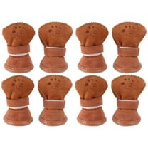 Jiyike 8 pcs Winter Pet Dog Puppy Casual Anti-Slip Fleece Snow Boots Warm Dog Shoes Size S (Coffee)