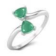 thumbnail image 2 of 0.50 Cts Trilion Emerald Double Stone Bypass 925 Sterling Silver Engagement Women Mother's Day Gift Ring, 2 of 3
