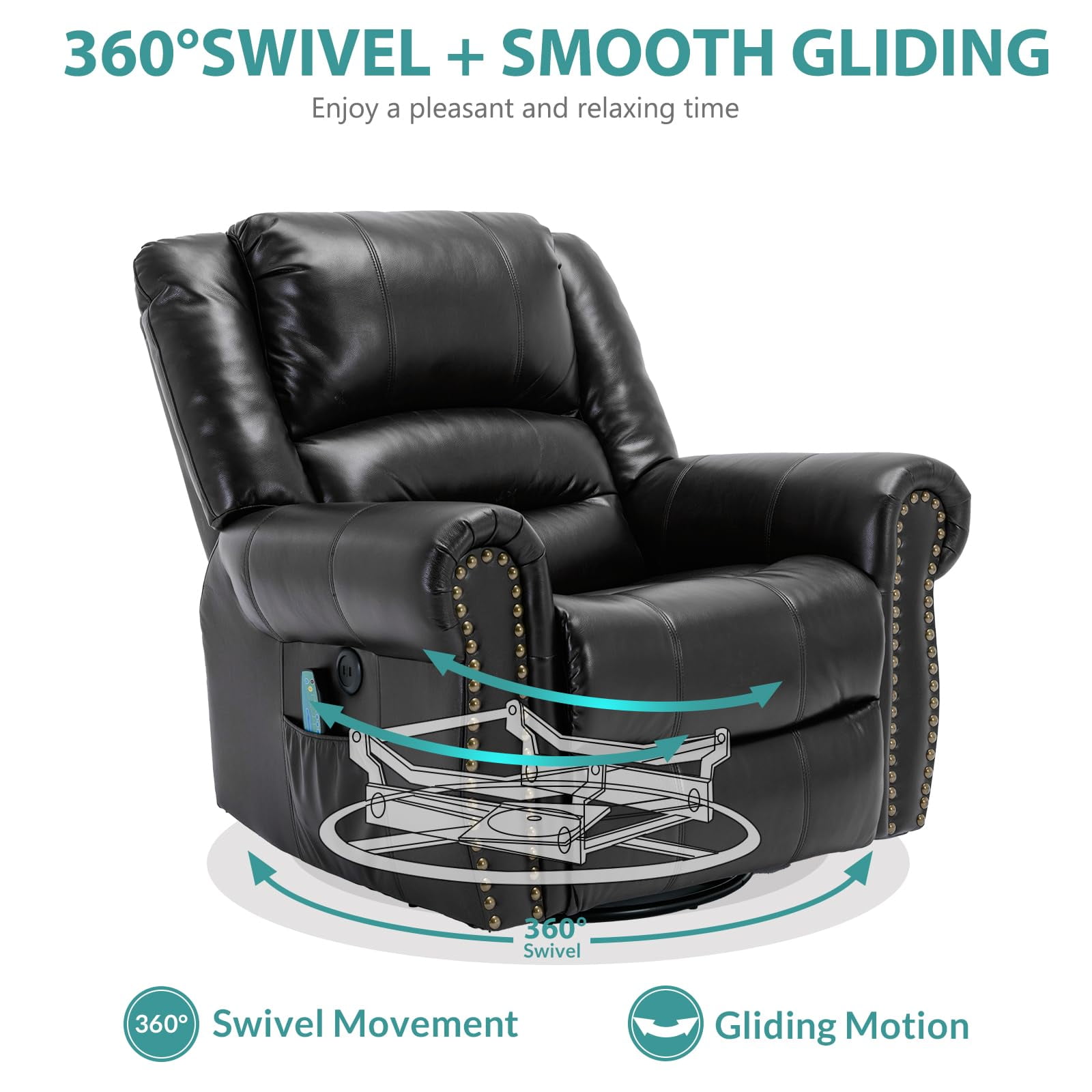 MEETWARM Massage Recliner with Heat and Vibration, Black