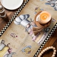 thumbnail image 3 of Vintage Gnomes Table Runner - 36 Inch Long Black White Checkered Retro Art Cotton and Linen Blended Dress Scarves Farmhouse Table Runner for Kitchen Dining, Coffee Table, 13" x 36", 3 of 8