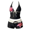 thumbnail image 7 of mgoYE Women's 2 Piece Floral Tankini Swimsuits Tummy Control Backless Halter Bathing Suit Tie Side Beachwear Womens Bathing Suits Size L, 7 of 7