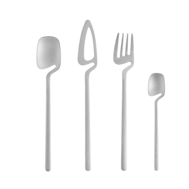 Cateissary Juego de cubiertos pulidos lavables de acero inoxidable, tenedores, vajilla familiar, vajilla, cubiertos de cocina, viajes, Camping Mostrada Plata