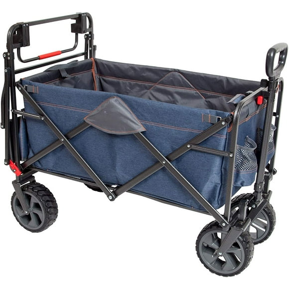 Mac Sports Collapsible Heavy Duty Push Pull Utility Cart Wagon, Blue