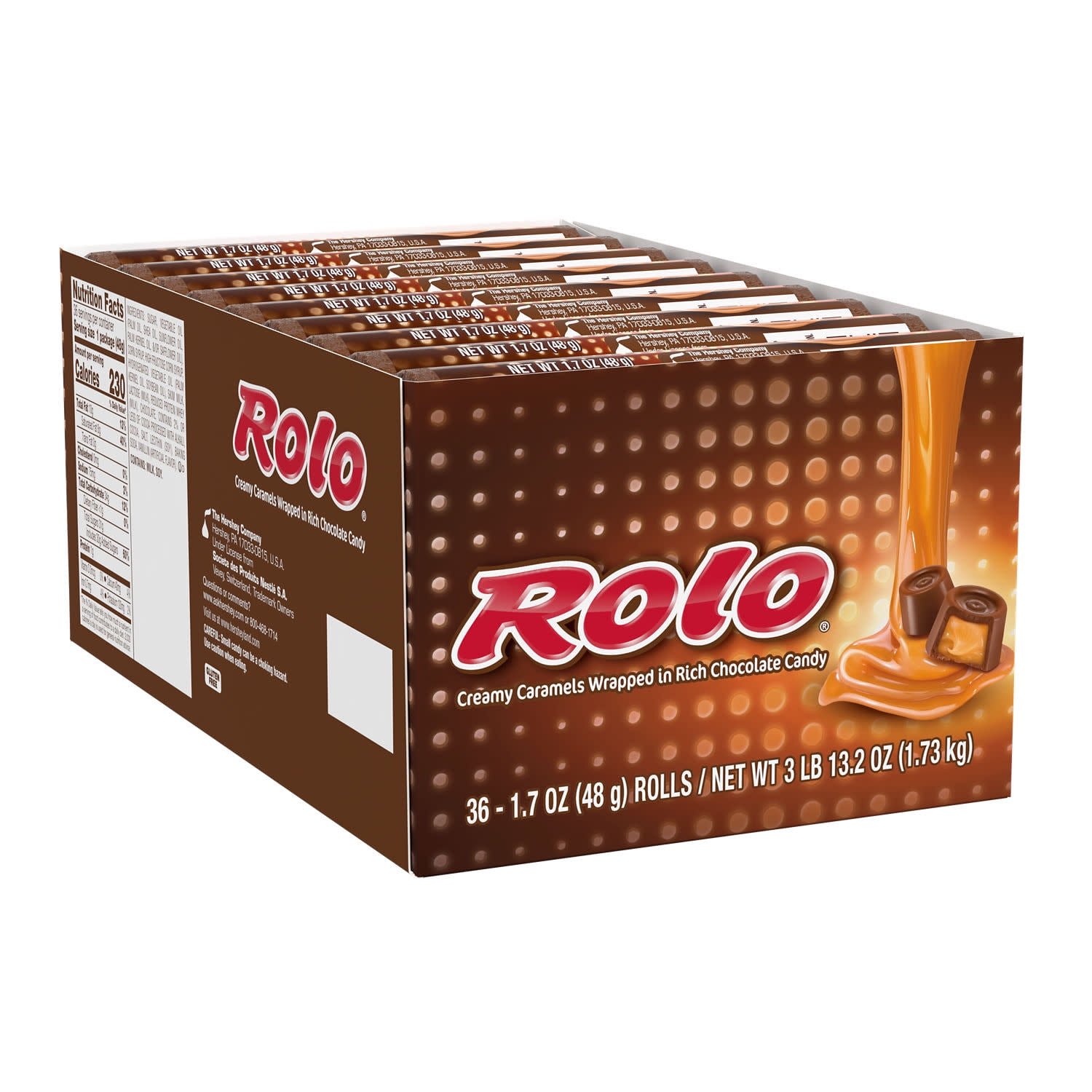 Rolo Rich Chocolate Caramels Candy, Rolls 1.7 oz, 36 Count
