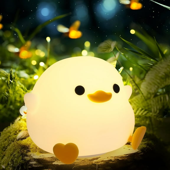 Lzyawe Dodo Duck Night Light for Kids' Room Lamp, Cute Silicone Nursery Night Light for Boys, Girls, and Babies, Silicone Squishy Light-Up Duck, Rechargeable Bedside Touch Lamp for Breastfeeding-0106