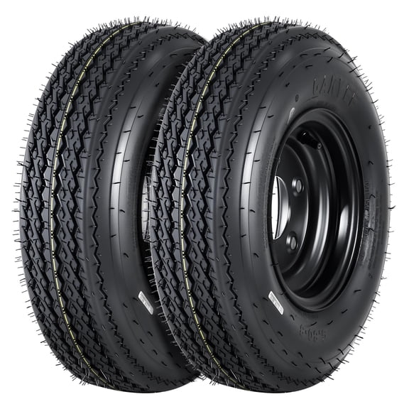 2-Pack Trailer Tire On Rim 4.80-8 480-8 4.80x8 5 Lug Trailer Tires and 8In Wheels Load Range B 6PR Black